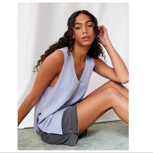 FREE PEOPLE BOHO TOP V-NECK TUNIC TANK 80s RETRO STYLE A3C - Picture 7 of 16